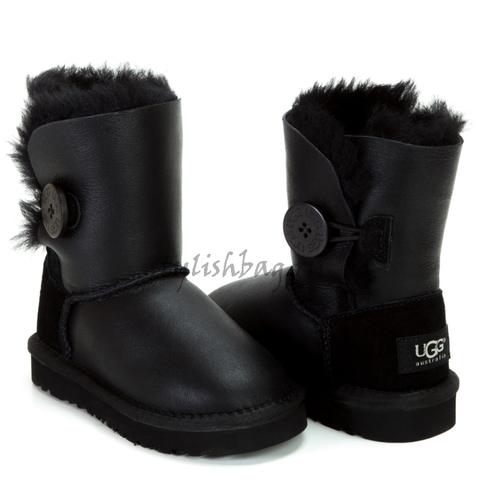 Детские кожаные угги UGG Australia Bailey Button Black
