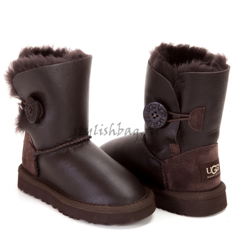 Детские кожаные угги UGG Australia Bailey Button Chocolate