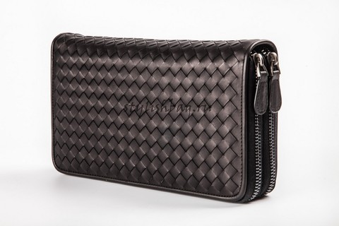 Мужской кошелек Bottega Veneta Double Zip Around Black