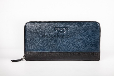 Мужской кошелек на молнии Prada Black Blue
