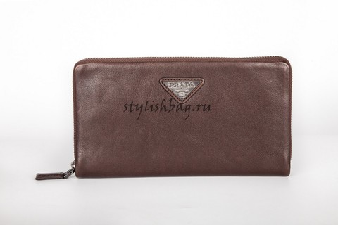 Мужской кошелек на молнии Prada Brown