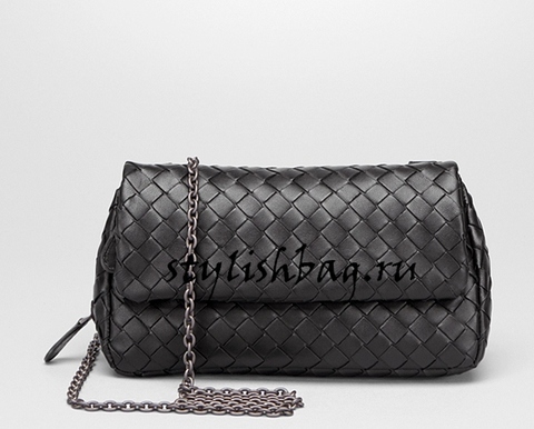 Женская сумка Bottega Veneta Nero intrecciato nappa mini bag black класса люкс