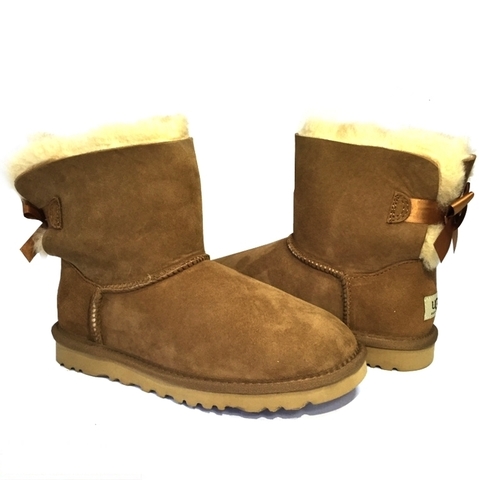 Женские угги UGG Bailey Bow Mini Chestnut