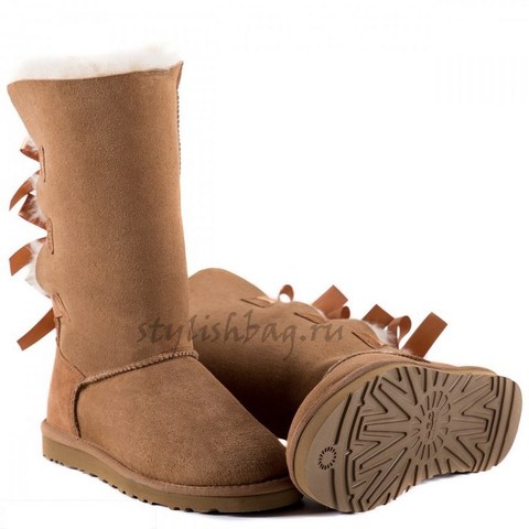Женские угги UGG Bailey Bow Tall Chestnut