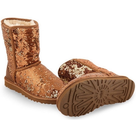 Женские угги UGG Classic Short Sparkles Chestnut