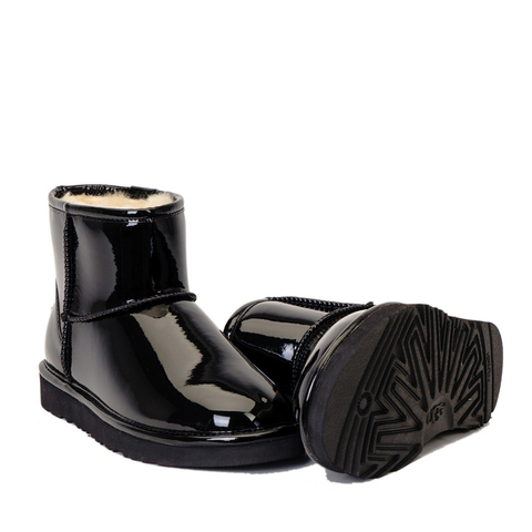 Женские лакированные угги UGG JIMMY CHOO MINI PATENT II BLACK