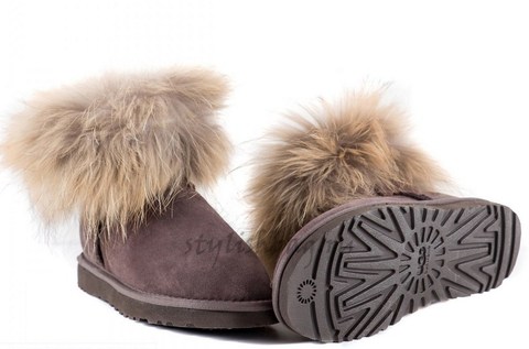 Женские угги UGG Mini Fox Fur Chocolate