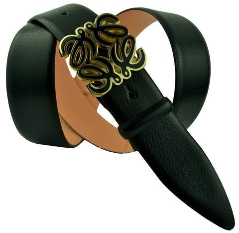 Женский брендовый ремень из кожи Loewe Black