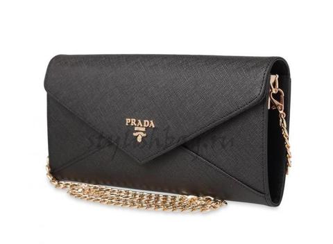 Женский клатч из кожи Prada 818 Black