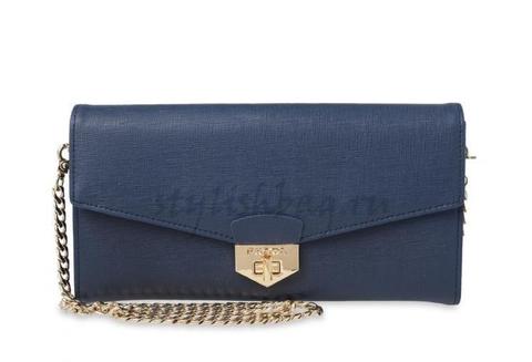 Женский клатч из кожи Prada 9046 Blue
