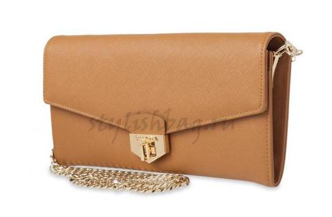 Женский клатч из кожи Prada 9046 Sand