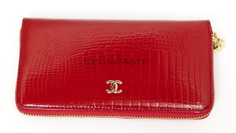 Красный женский кошелек Chanel 9045 на молнии из кожи